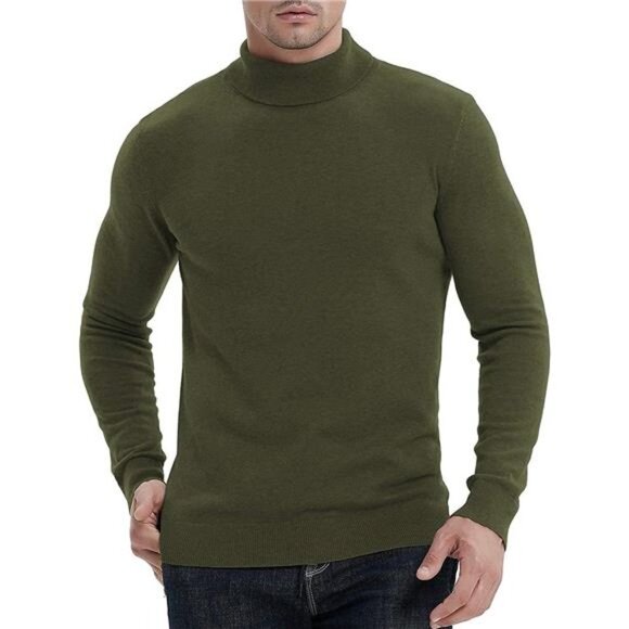 Men's Casual Slim Fit Basic Sweaters Knitted Thermal Turtleneck Pullover Sweater